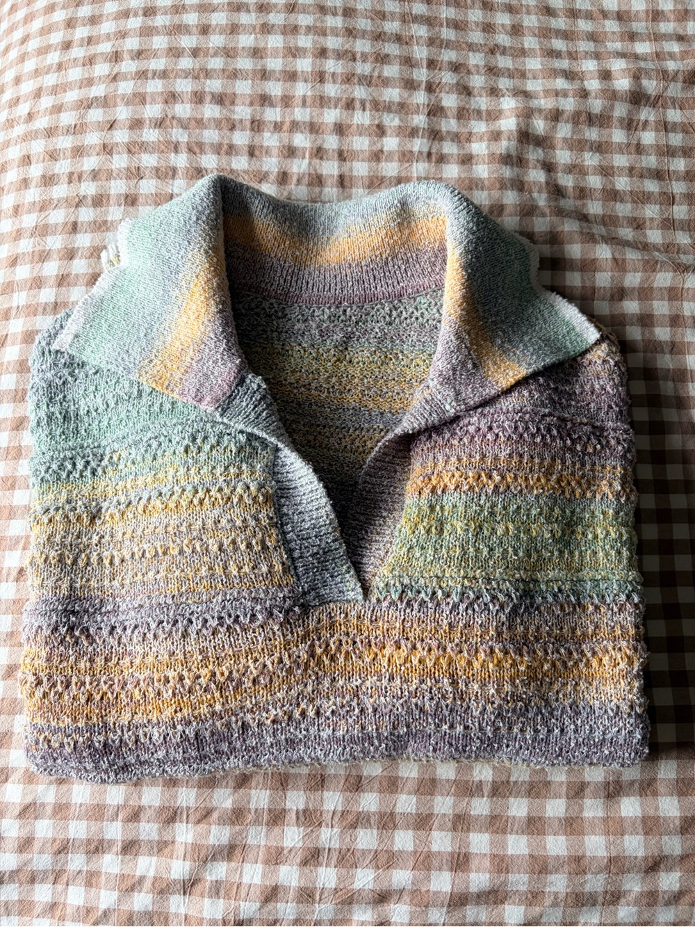 Soft Pastel Striped Knit Sweater - Women's Collar Pullover